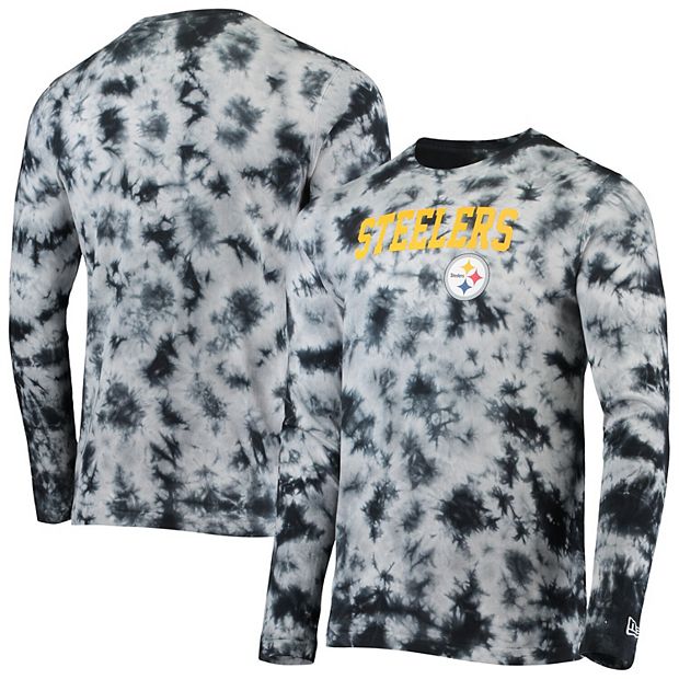 Men's New Era Black Pittsburgh Steelers Tie-Dye Long Sleeve T-Shirt