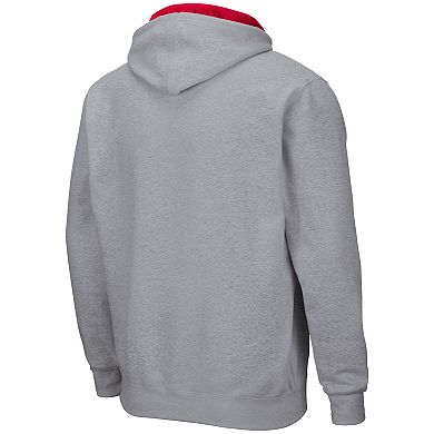 Men's Colosseum Heathered Gray Nebraska Huskers Arch & Logo 3.0 Full-Zip Hoodie