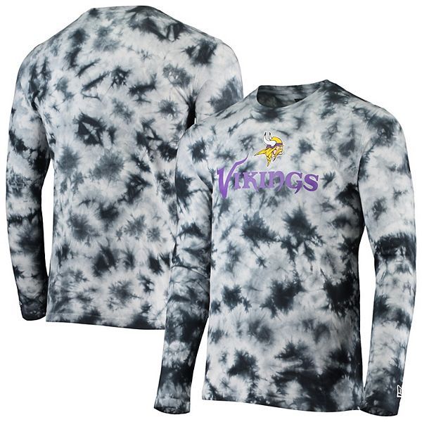 Men's New Era Black Minnesota Vikings Tie-Dye Long Sleeve T-Shirt