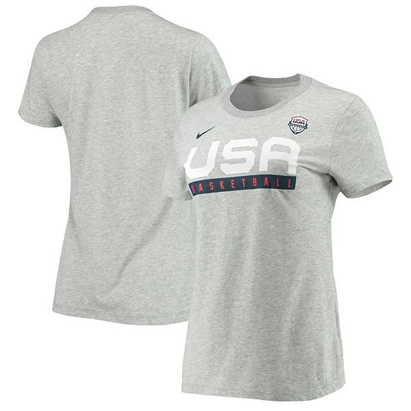 statement tank Round Women's Nike Heathered Gray USA Basketball Performance T-Shirt