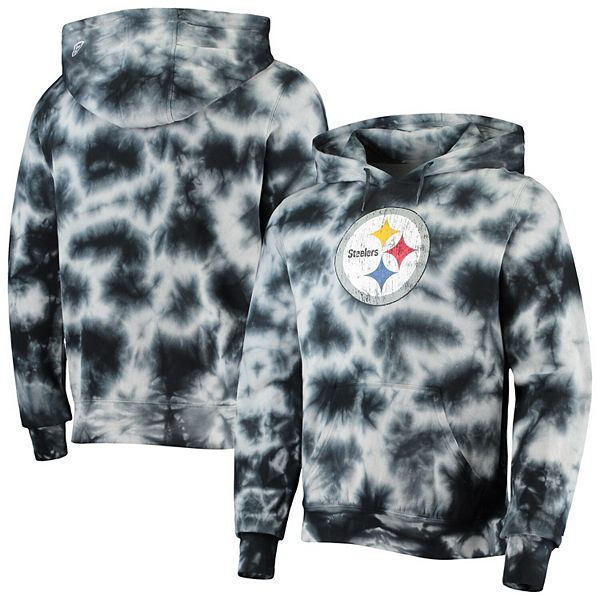 Men's New Era Black Pittsburgh Steelers Team Tie-Dye Pullover Hoodie