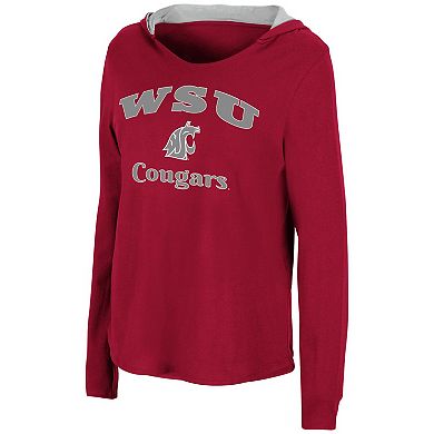 Women's Colosseum Crimson Washington State Cougars Catalina Hoodie Long Sleeve T-Shirt