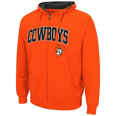 Men's Colosseum Orange Oklahoma State Cowboys Arch & Logo 3.0 Full-Zip Hoodie