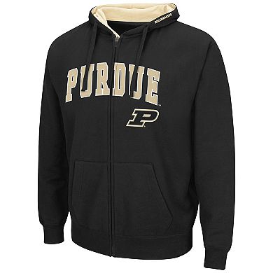 Men's Colosseum Black Purdue Boilermakers Arch & Logo 3.0 Full-Zip Hoodie