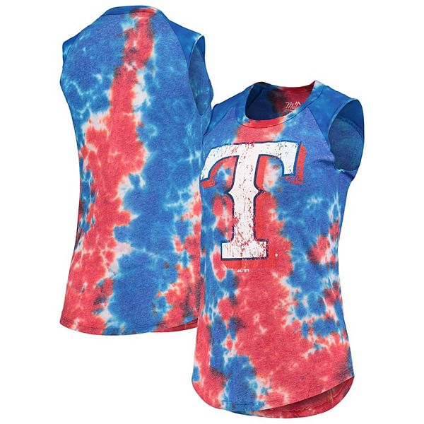 Women's Majestic Threads Red/Blue Texas Rangers Tie-Dye Tri