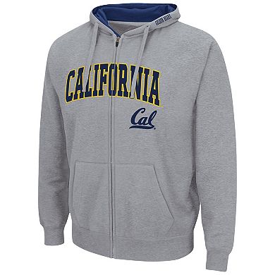 Men's Colosseum Heathered Gray Cal Bears Arch & Logo 3.0 Full-Zip Hoodie