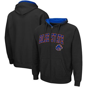 Men's Colosseum Black Boise State Broncos Arch & Logo 3.0 Full-Zip Hoodie