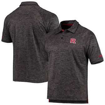 Men's Colosseum Heathered Black Rutgers Scarlet Knights Down Swing Raglan Polo