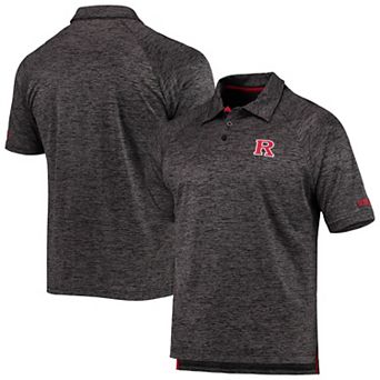 Men's Colosseum Heathered Black Rutgers Scarlet Knights Down Swing Raglan Polo