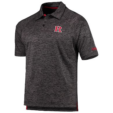 Men's Colosseum Heathered Black Rutgers Scarlet Knights Down Swing Raglan Polo