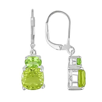 Stella Grace Sterling Silver Peridot and Lemon Quartz Drop Earrings