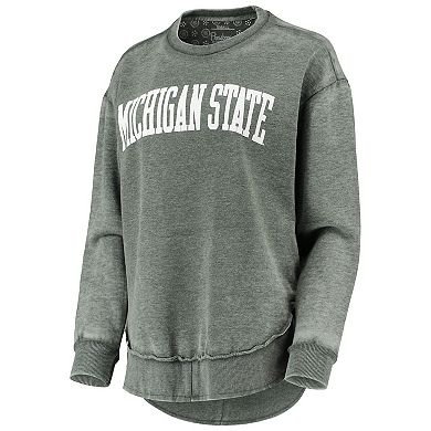 Women's Pressbox Green Michigan State Spartans Vintage Wash Pullover Sweatshirt