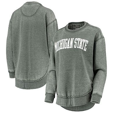 Women's Pressbox Green Michigan State Spartans Vintage Wash Pullover Sweatshirt