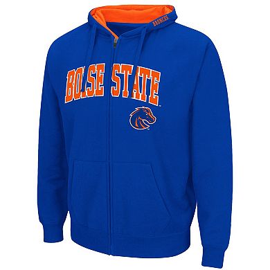 Men's Colosseum Royal Boise State Broncos Arch & Logo 3.0 Full-Zip Hoodie