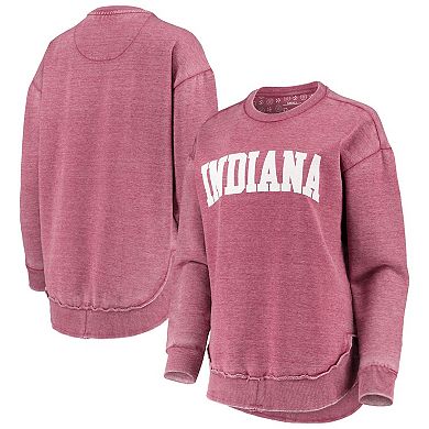 Women's Pressbox Crimson Indiana Hoosiers Vintage Wash Pullover Sweatshirt