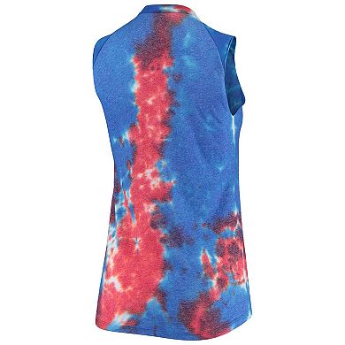 Women's Majestic Threads Red/Blue Cleveland Indians Tie-Dye Tri-Blend Muscle Tank Top