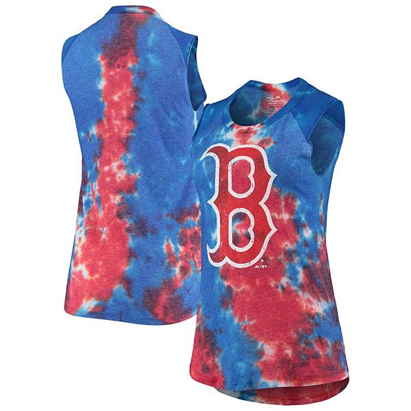 Women's Majestic Threads Red/Blue Boston Red Sox Tie-Dye Tri-Blend Muscle  Tank Top