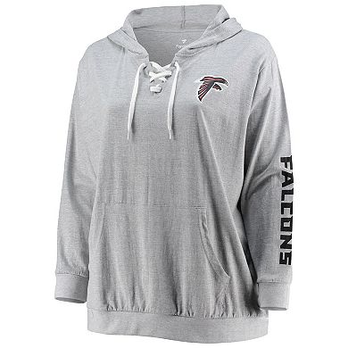 Women's Fanatics Branded Heathered Gray Atlanta Falcons Plus Size Lace-Up Pullover Hoodie