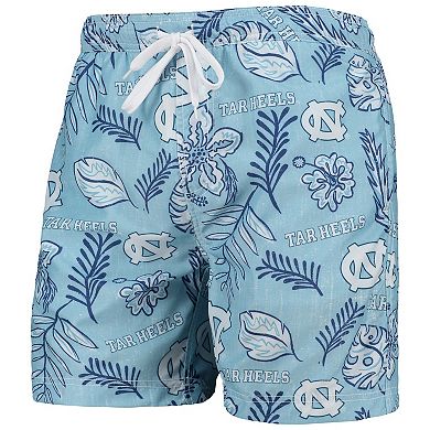 Men's Wes & Willy Carolina Blue North Carolina Tar Heels Vintage Floral Swim Trunks