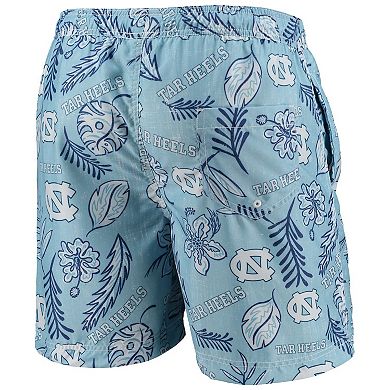 Men's Wes & Willy Carolina Blue North Carolina Tar Heels Vintage Floral Swim Trunks