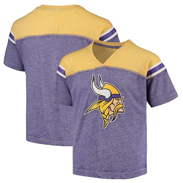 Girls Youth Heathered Purple Minnesota Vikings Team Captain V-Neck T-Shirt