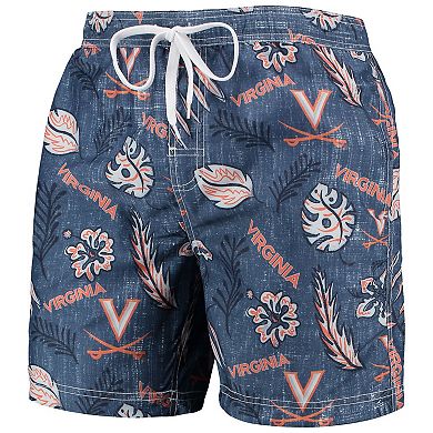 Men's Wes & Willy Navy Virginia Cavaliers Vintage Floral Swim Trunks