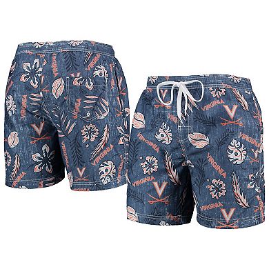 Men's Wes & Willy Navy Virginia Cavaliers Vintage Floral Swim Trunks