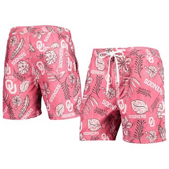 Men's Wes & Willy Crimson Oklahoma Sooners Vintage Floral Swim Trunks