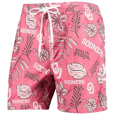 Men's Wes & Willy Crimson Oklahoma Sooners Vintage Floral Swim Trunks