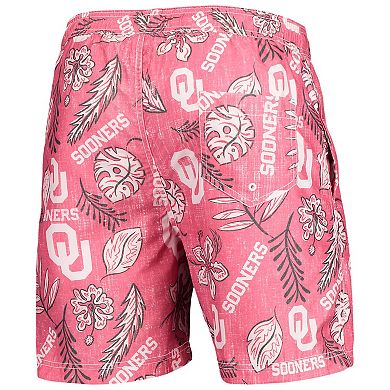 Men's Wes & Willy Crimson Oklahoma Sooners Vintage Floral Swim Trunks