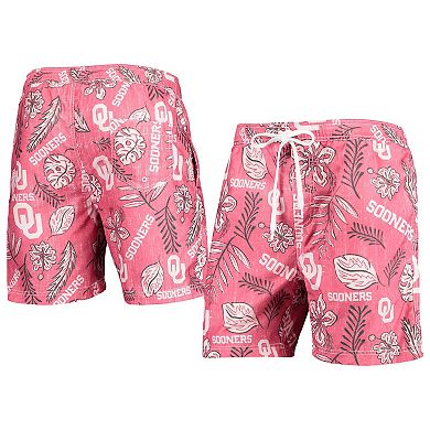 Men's Wes & Willy Crimson Oklahoma Sooners Vintage Floral Swim Trunks