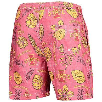 Men's Wes & Willy Cardinal Iowa State Cyclones Vintage Floral Swim Trunks