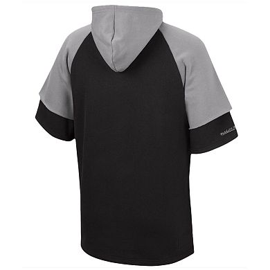 Men's Mitchell & Ness Black Las Vegas Raiders Home Advantage Raglan Short Sleeve Pullover Hoodie