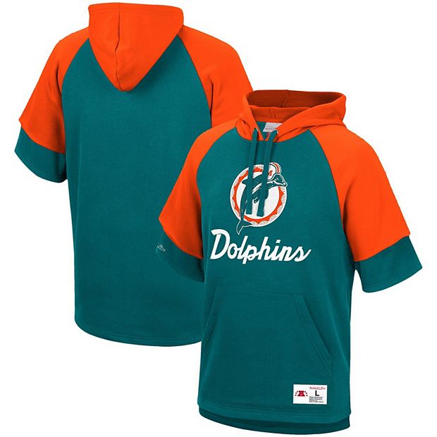 Miami Dolphins Mitchell & Ness All Over Print Crew Sweatshirt - Teal - Mens