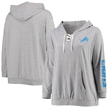 Detroit Lions Fanatics Branded Women's Plus Size Lace-Up Pullover Hoodie -  Heathered Gray