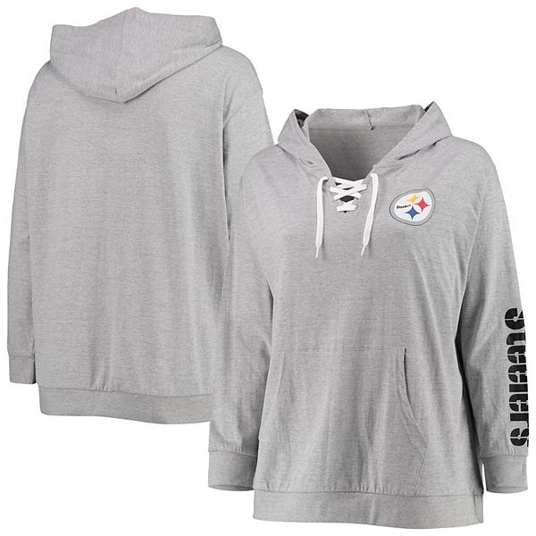 Women's Fanatics Branded Black Pittsburgh Steelers Over Under Pullover  Hoodie