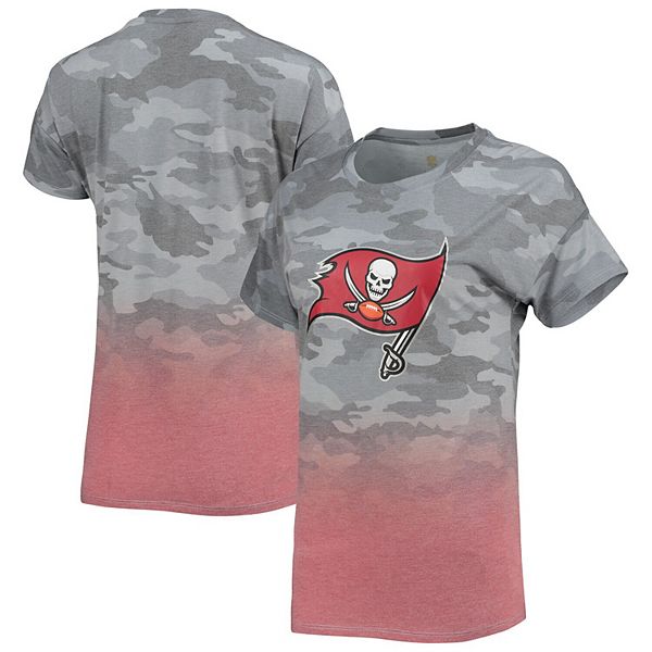 Tampa Bay Buccaneers Juniors Beth Camo Dip-Dye T-Shirt - Gray/Red