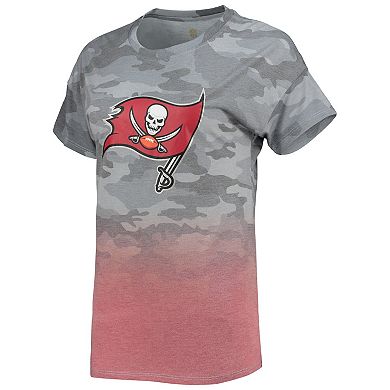 Juniors Gray/Red Tampa Bay Buccaneers Beth Camo Dip-Dye T-Shirt