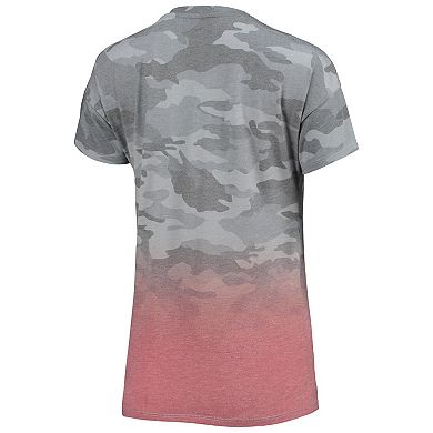 Juniors Gray/Red Tampa Bay Buccaneers Beth Camo Dip-Dye T-Shirt