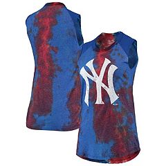 New York Yankees Majestic Threads Women's Tie-Dye Tri-Blend Muscle Tank Top  - Red/Blue