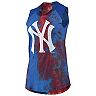 Women's Majestic Threads Red/Blue New York Yankees Tie-Dye Tri-Blend Muscle Tank Top