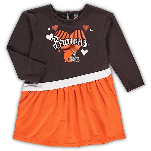 Lids Cleveland Browns Girls Infant Heart to Jersey Tri-Blend Dress - Brown/Orange