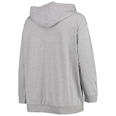 Women's Fanatics Branded Heathered Gray New England Patriots Plus Size Lace-Up Pullover Hoodie