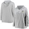 Women's Fanatics Branded Heathered Gray New Orleans Saints Plus Size Lace-Up Pullover Hoodie