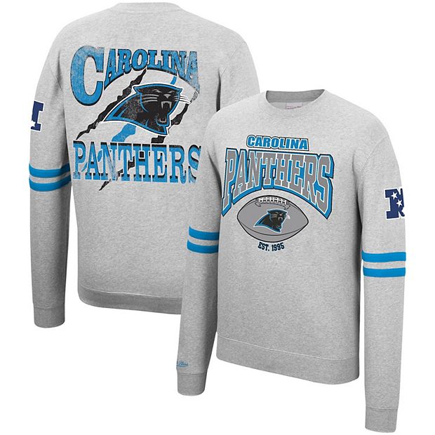 Carolina Panthers Mitchell & Ness All Over Print Crew Sweatshirt - Light  Blue - Mens