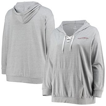Women's Fanatics Branded Heathered Gray Washington Football Team Plus Size Lace-Up Pullover Hoodie