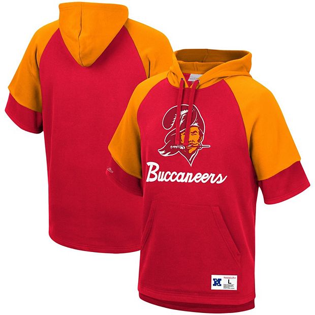 Men's Mitchell & Ness Red Tampa Bay Buccaneers Home Advantage Raglan Short  Sleeve Pullover Hoodie