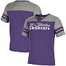 Girls Youth Colosseum Heathered Purple Kansas State Wildcats Aloha Stripe Sleeve Rhinestone V-Neck T-Shirt