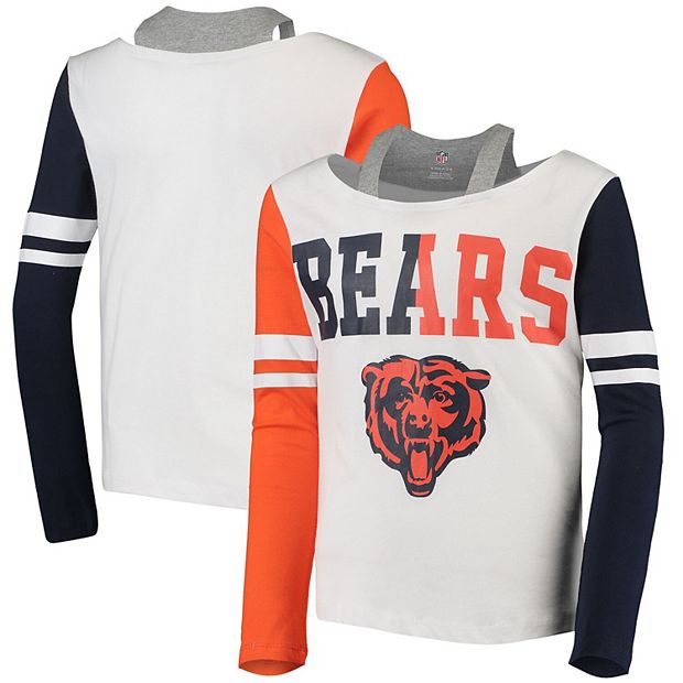 Girls Youth White Chicago Bears Faded Long Sleeve T-Shirt