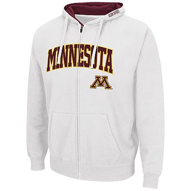 Men's Colosseum White Minnesota Golden Gophers Arch & Logo 3.0 Full-Zip Hoodie